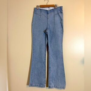 Knox Rose Jeans Womens 8 Blue High Waist Flare Leg Jeans 70s Chic Boho Denim